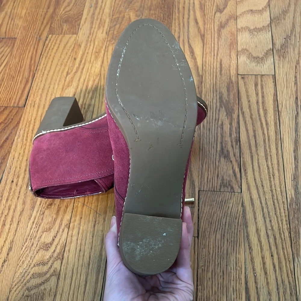 TORY BURCH Fur lined‎ Suede Heel Low Ankle Boots Red size 7.5